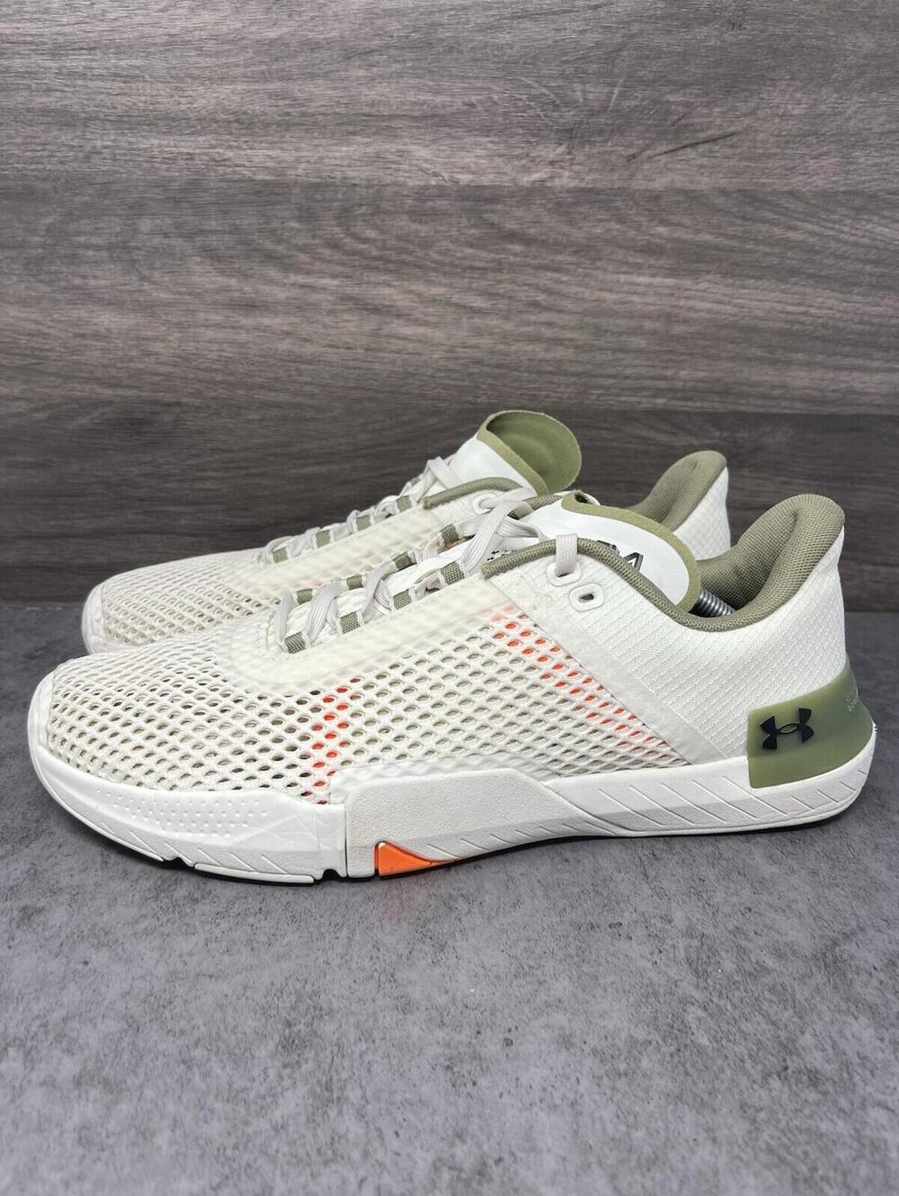 Under Armour Tribase Reign 4 Sneakers Mens Size 12 Beige Green 3025052-103